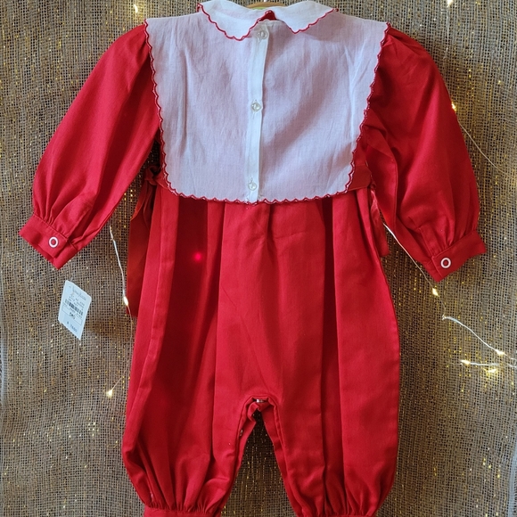 Vintage Nieman Marcus Lione Itsy Bitsy, inc. Red Holiday Romper 3months - Picture 4 of 5